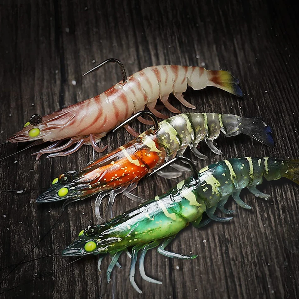 Señuelo de pesca Artificial, aparejo giratorio de 3 piezas, 8g/12g, gambas suaves y luminosas con anzuelo, señuelo Swimbait Wobbler - imagen 5