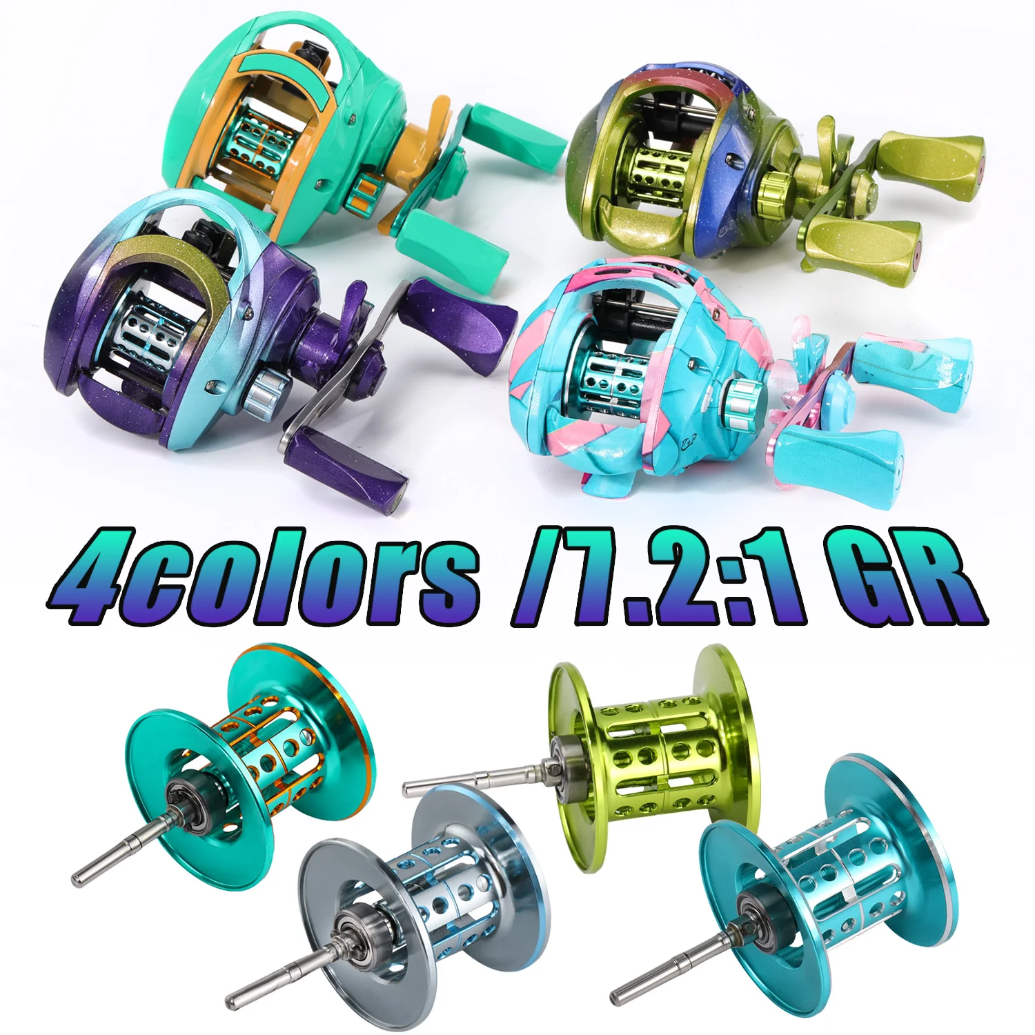 Carrete de Pesca Sougayilang Baitcasting, herramientas de Pesca con señuelo, relación de engranaje 7,2: 1, carrete Baitcaster, arrastre máximo de 10kg para Pesca de lubina - imagen 2