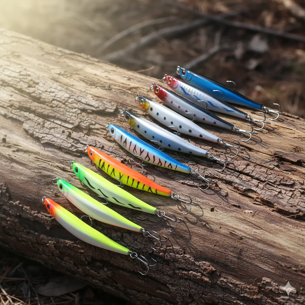 10 Piezas de Señuelos de Pesca Jerkbait Minnow Pencil de 9 cm y 8.2 g, Señuelo Duro # 6 Anzuelos para Lubina, Lucio, Trucha, Perca, Agua Dulce y Salada, Equipo de Pesca