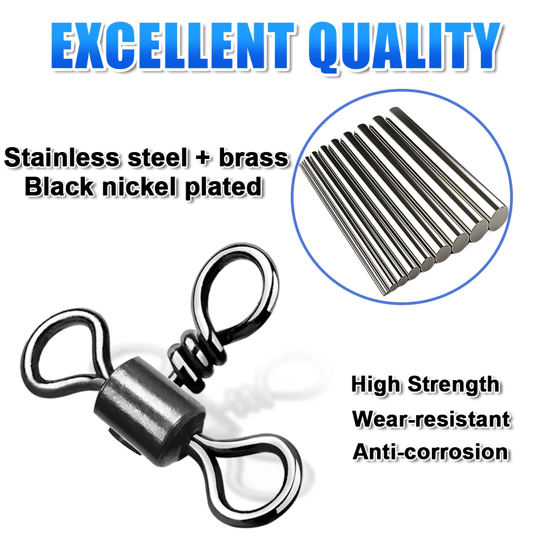 FishTrip-barril de pesca giratorio de 3 vías, conector de sedal de pesca giratorio de latón inoxidable, aparejos de Jigging, pesca de Surf - imagen 5