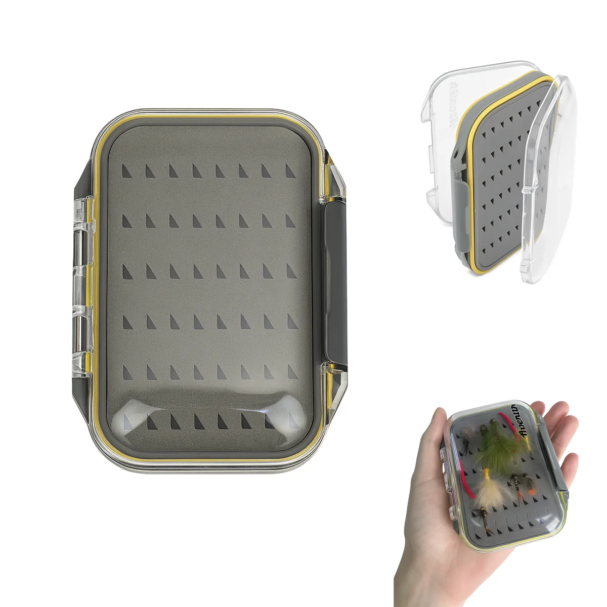 Aventik Mini caja de moscas ultraligera, estuche de bolsillo impermeable de doble cara para pesca con mosca, almacenamiento de señuelos