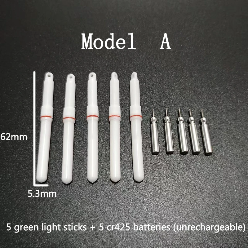 5 unids/lote, barra luminosa para pesca nocturna con 5 baterías cr425, flotadores luminosos, accesorio, palo de luz de pesca, lámpara atractora A582 - imagen 4