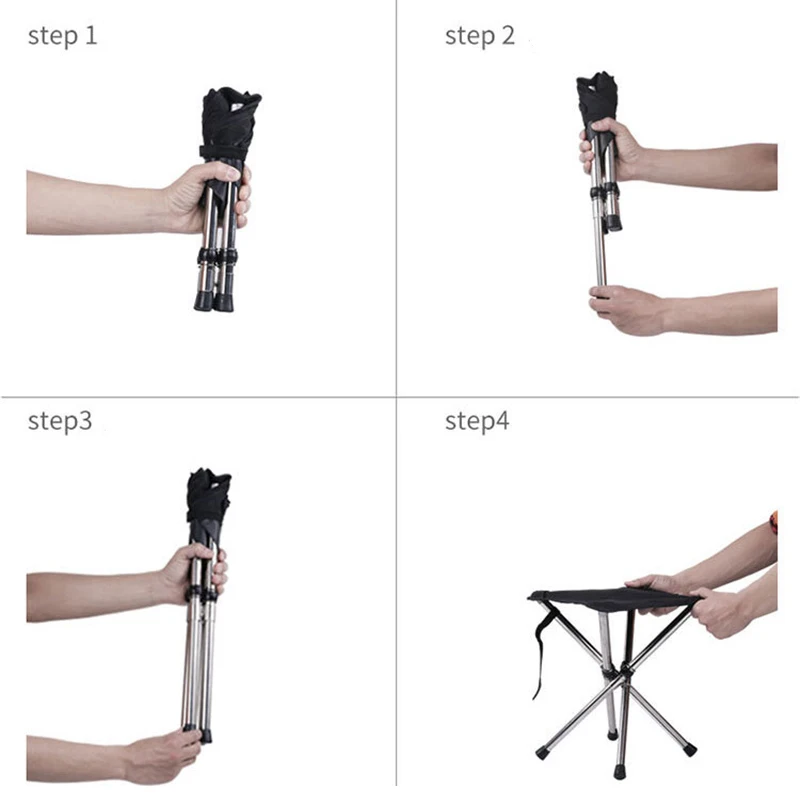 Taburete plegable telescópico para exteriores, silla de pesca de acero inoxidable, portátil, para acampar, con bolsa de almacenamiento, equipo al aire libre - imagen 5