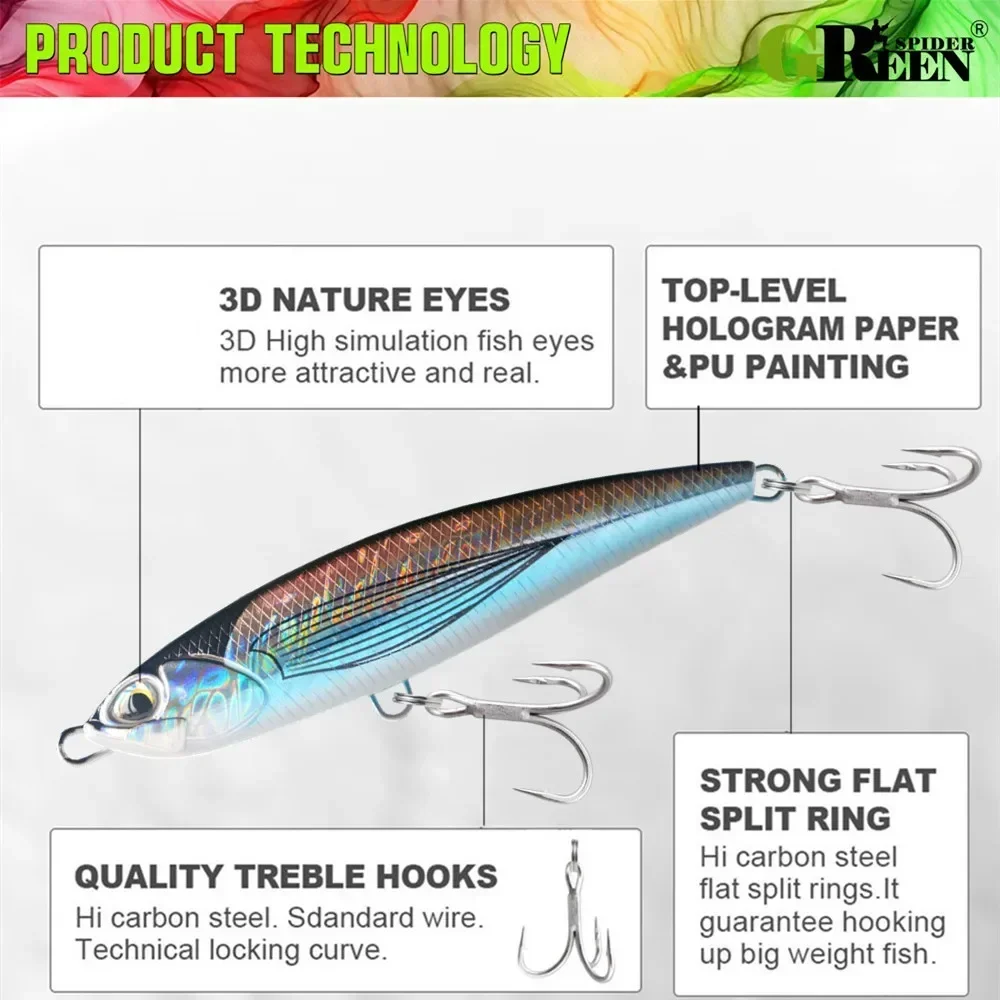 Señuelo Topwater Lápiz Greenspider – Paseante de madera para curricán - imagen 5