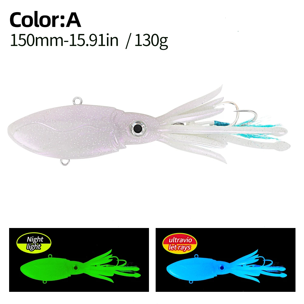 Pesca pulpo suave luminoso UV TPR tiene elasticidad adhesiva con gancho de asistencia 90g/130g pulpo biónico pesca al aire libre - imagen 5