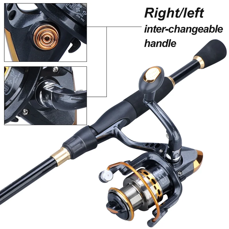 Sougayilang-combo de Pesca telescópica, caña de fibra de carbono de 1,8 m, 2,1 m, 2,4 m y 5,5:1, 13 + 1BB, carrete de Pesca giratorio, Kit de Pesca - imagen 4