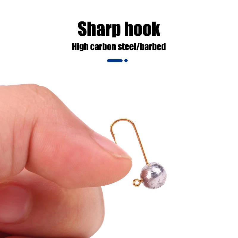 Minianzuelos DE PESCA DE 10 unids/lote, 1g/2g/3g, anzuelo de púas con cabeza de plomo para cebo de gusano blando, accesorios de pesca - imagen 2