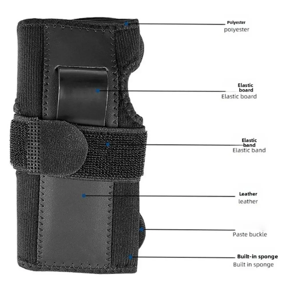 Nuevo Muñequera ajustable con correa elástica, protector de muñeca de Color negro, soporte de muñeca de presurización Triple transpirable de poliéster - imagen 4