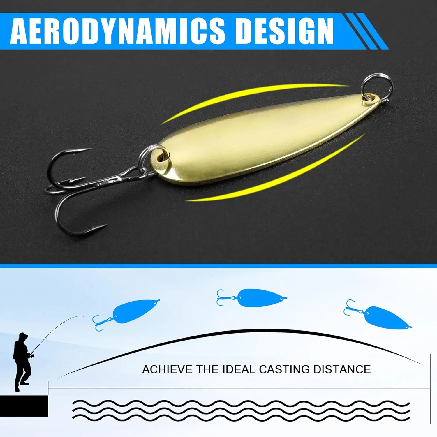 Señuelos de pesca con cuchara para pesca de trucha, Spinner de fundición, cebo de jigging de Metal, cuchara de curricán, señuelo para lubina, tipo de pez, Walleye, 5 uds. - imagen 5