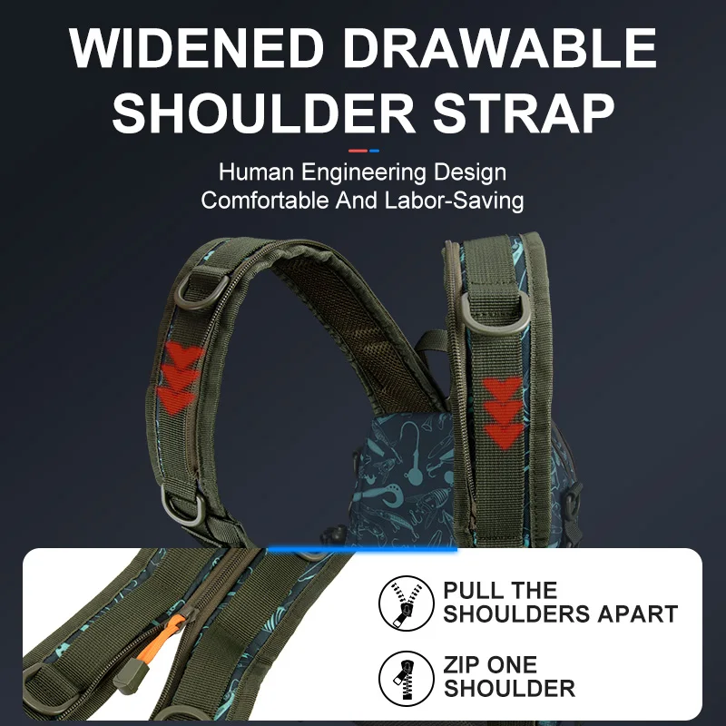 Kingdom-bolsa de pesca multifuncional, mochila impermeable de 37x25x14cm, deportes al aire libre, Camping, senderismo, bolsa de almacenamiento de aparejos de pesca - imagen 5