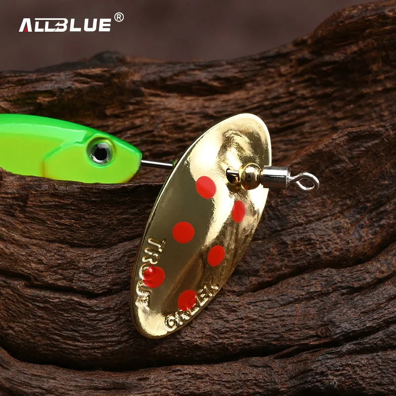 ALLBLUE-señuelo giratorio FLYSPIN de Metal, cebo Artificial duro de latón, 6g, 8,5g, aparejos de pesca de trucha, Arroyo de agua dulce de cobre - imagen 4