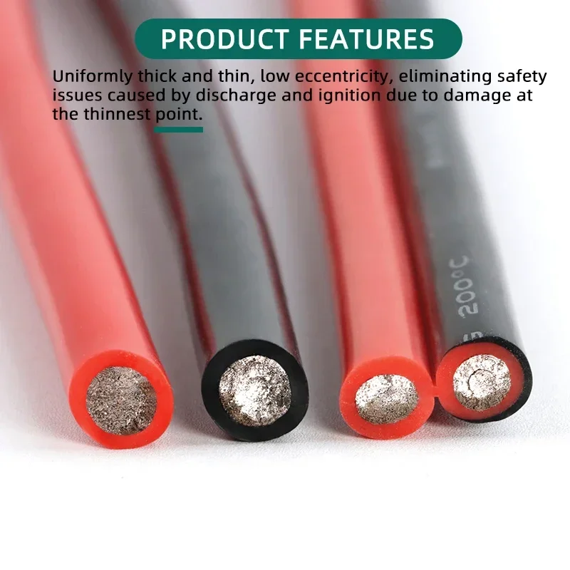 Cable de goma de silicona suave de cobre, conector LED de 2 pines, línea Flexible, bricolaje, 30, 28, 26, 24, 22, 20, 18, 16, 14, 12, 10, 8 AWG - imagen 4