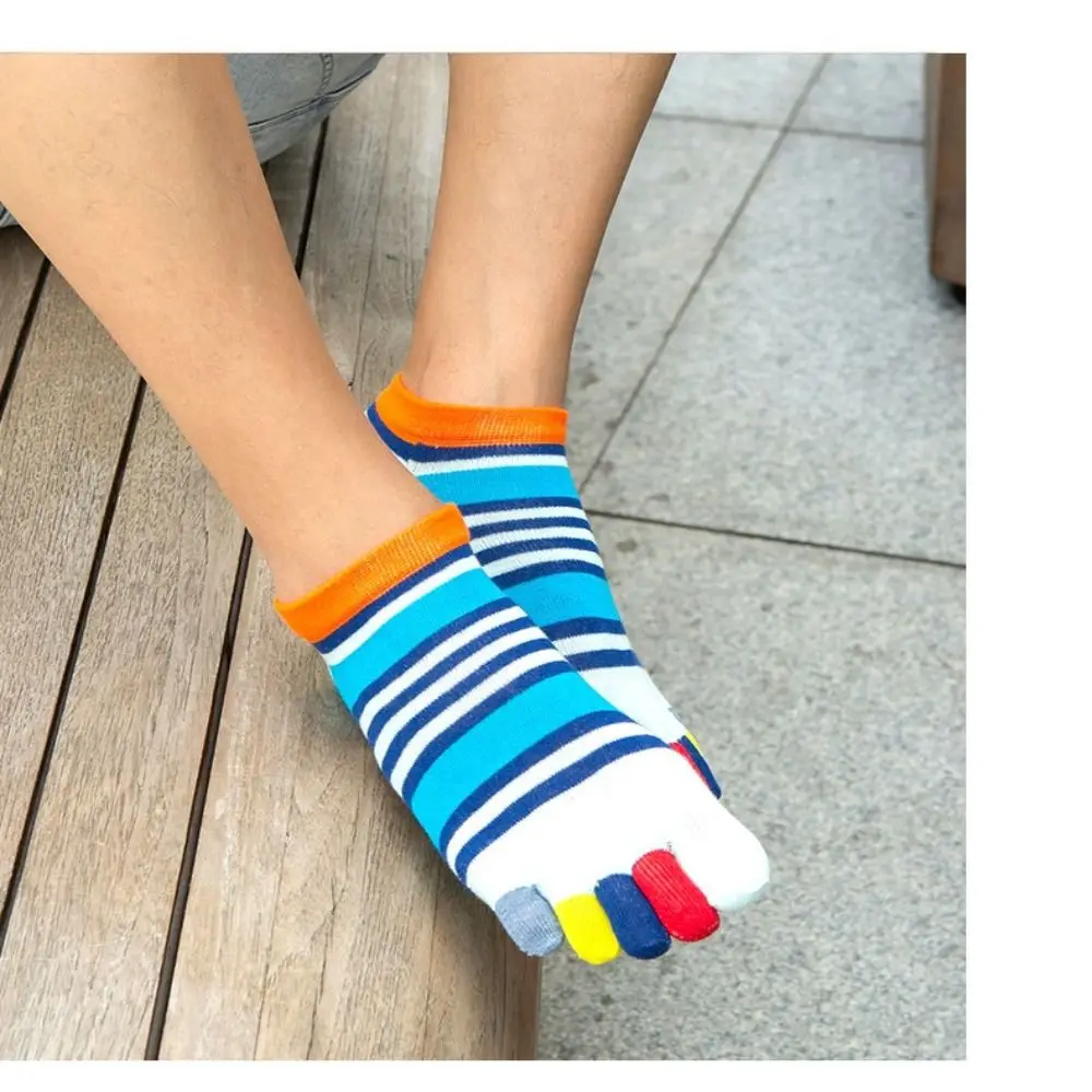 1 par de cómodos EU39-44 calcetines de cinco dedos de malla antifricción No Show calcetines tobilleros de algodón transpirable calcetines de hombre Primavera Verano - imagen 2