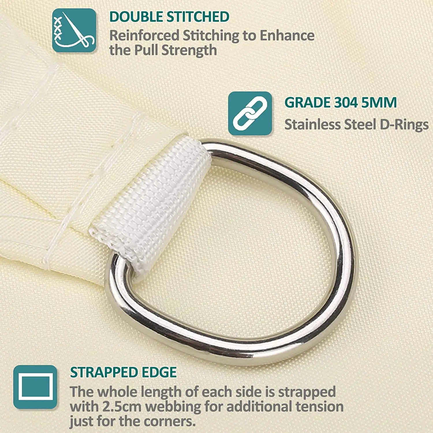 Parasol impermeable, cubierta rectangular para sombra, bloque UV 98%, tela parasol, refugios solares para jardín, Camping, senderismo, toldo - imagen 3