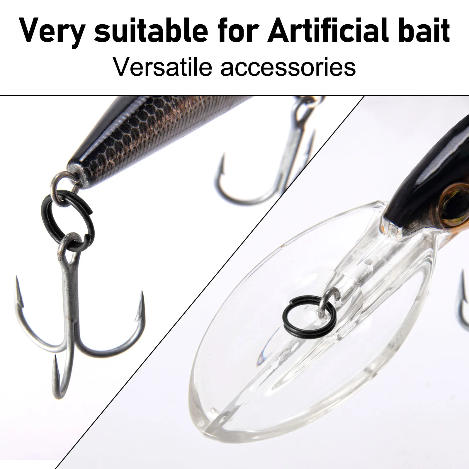 Anillos Partidos de Pesca – Acero Inoxidable Negro Mate - imagen 3