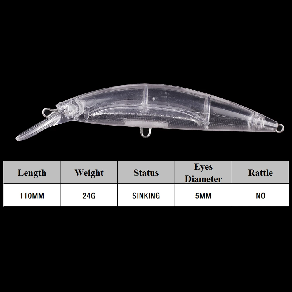 Chan'sHuang 10 Uds cebo en blanco sin pintar 11cm 24g pececillo de buzo poco profundo DIY Señuelos de pesca artificiales - imagen 2