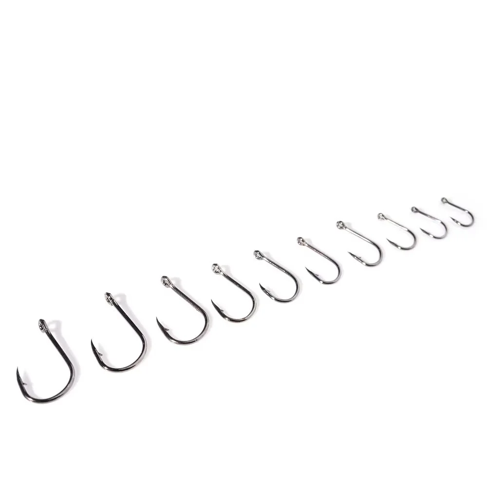 NGB 10 Uds anzuelos de pesca de carpa de acero rico en carbono CHINU 3 # -12 #   Alimentador con púas afiladas, gancho individual con anillo - imagen 3