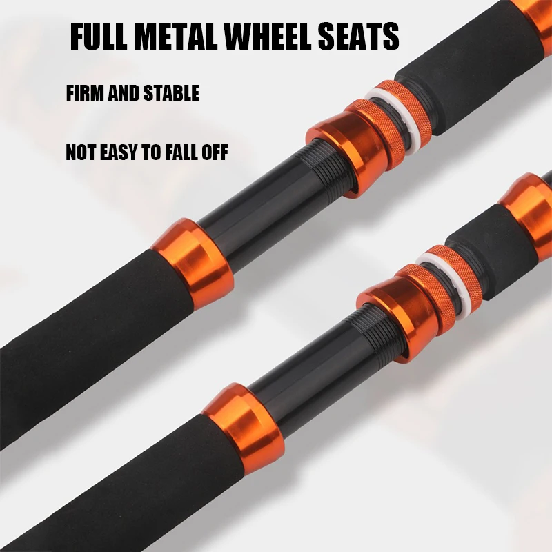 Caña de pescar giratoria con anillo de polea de 1,65 M, 50kg, sección superior superdura, 2 cañas de lanzamiento de larga distancia, caña de pescar para barco marino y océano - imagen 5