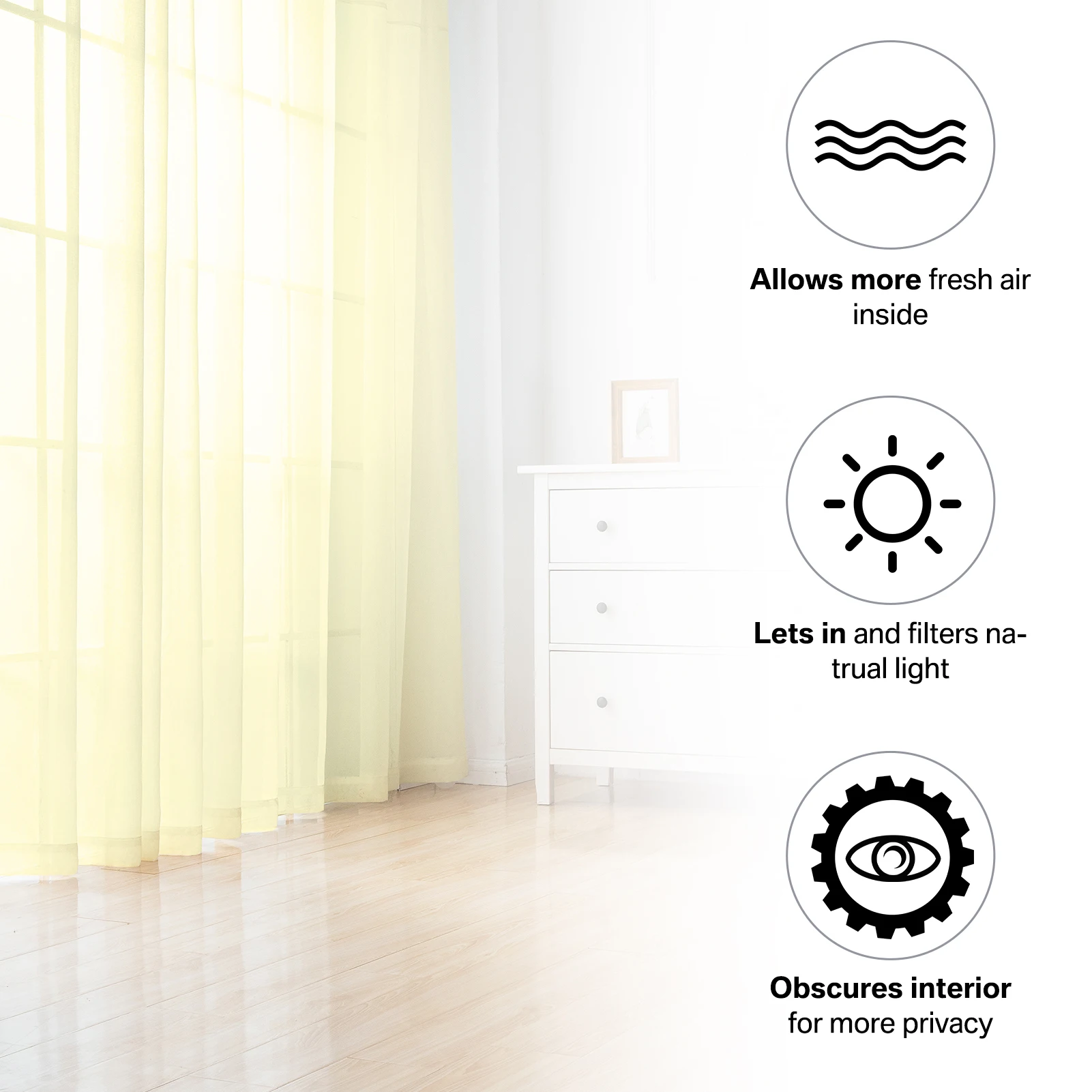 Cortinas transparentes de W132CM, cortinas transparentes de gasa con bolsillo para barra filtrante de luz para dormitorio y sala de estar - imagen 4
