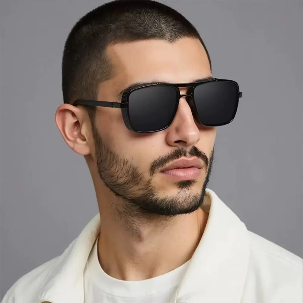 Gafas de sol retro rectangulares – Doble puente con marco metálico - imagen 2