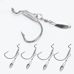Anzuelo de pesca 2G 2,5G 3G anzuelos de pesca Jig Head 10 unids/lote con pasador de bloqueo giratorio para cebo de pesca suave de anzuelos de acero al carbono