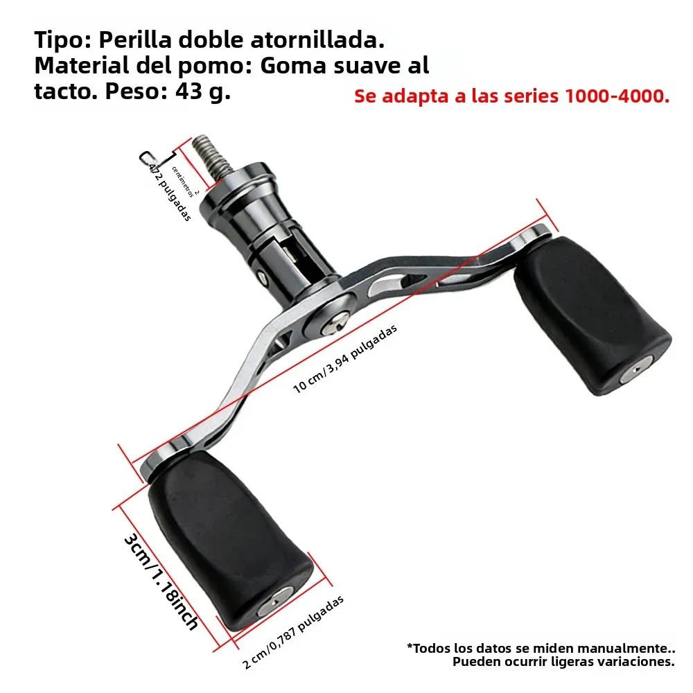 Huidiao-mango atornillable de acero inoxidable para carrete de pesca giratorio, serie 1000-4000, balancín impermeable, doble agarre de goma suave - imagen 2