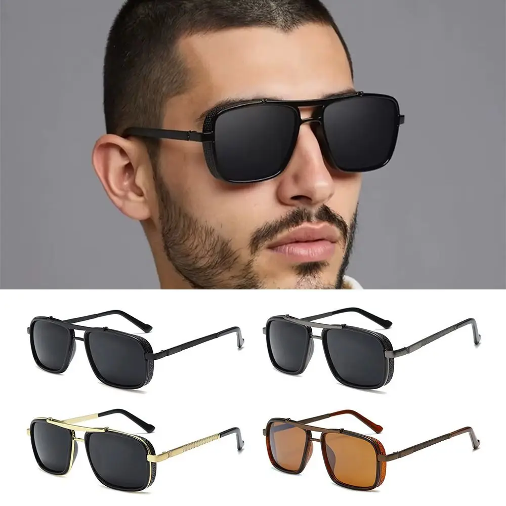 Gafas de sol rectangulares de lujo Retro, gafas de sol clásicas con montura metálica de verano, gafas de sol con borde grueso y doble puente para mujeres y hombres - imagen 3