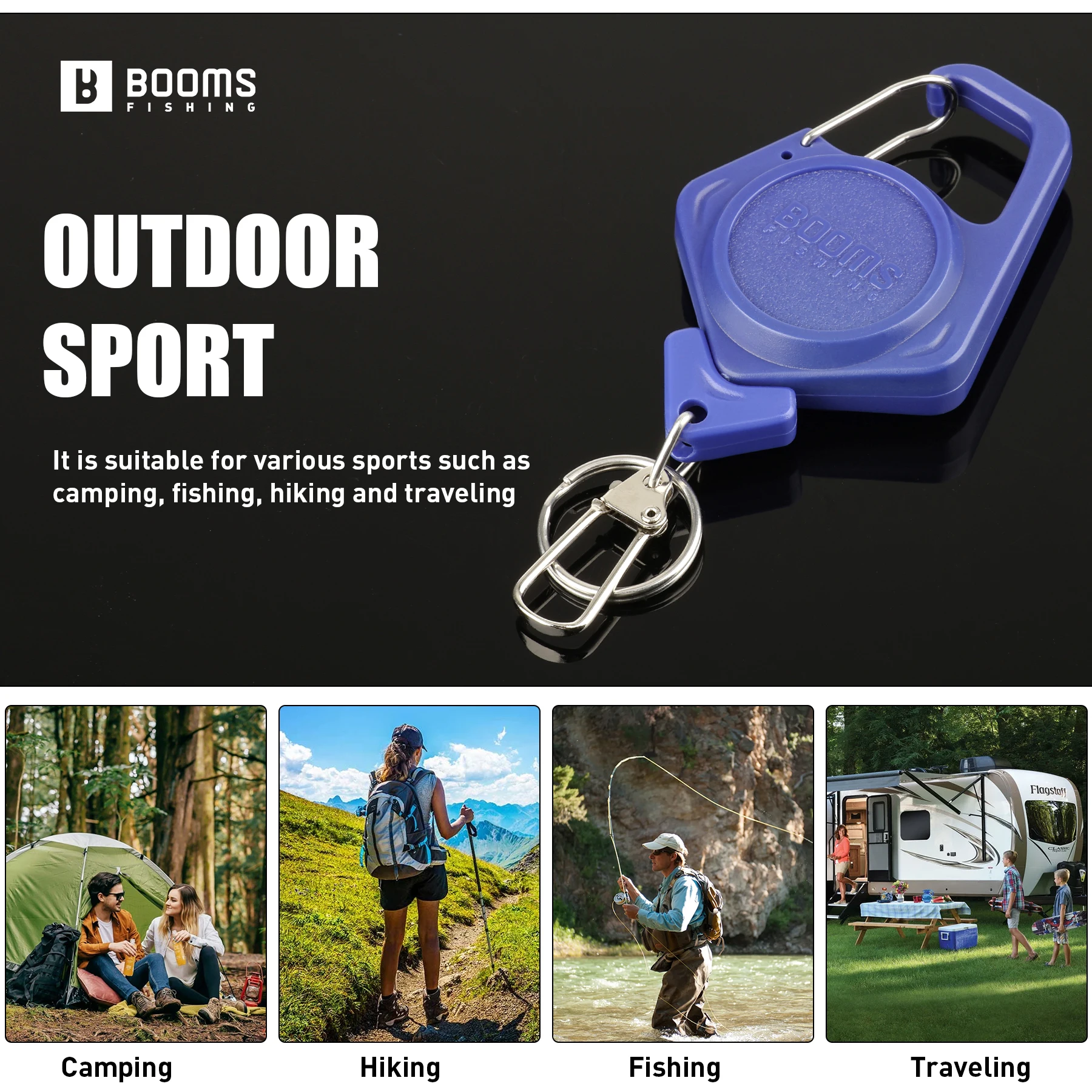 Booms Fishing XW80 2 uds llavero retráctil antioxidante soporte de insignia de pesca de resorte pesca con mosca Zinger Retractor accesorios de equipo - imagen 5