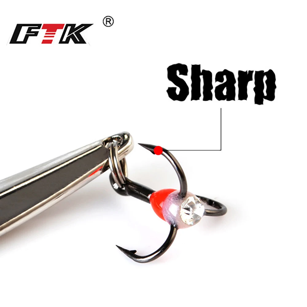 FTK 5g/7g/11g señuelo de pesca en hielo de invierno plantilla de Metal Wobblers cebo Artificial cuchara giratoria para invierno Lucio Señuelos de pesca anzuelos - imagen 5
