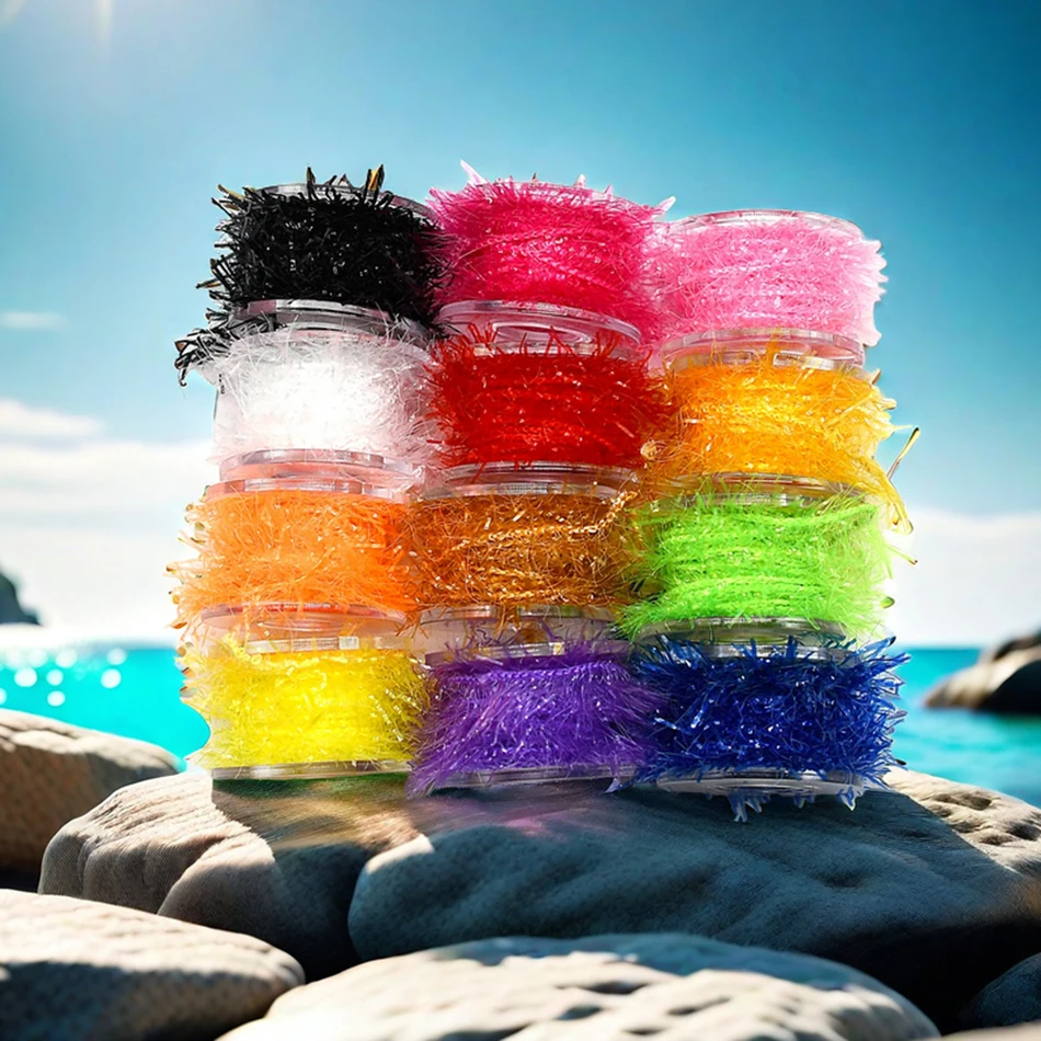 Rollos multicolor de chenilla cristal MNFT para pesca con mosca