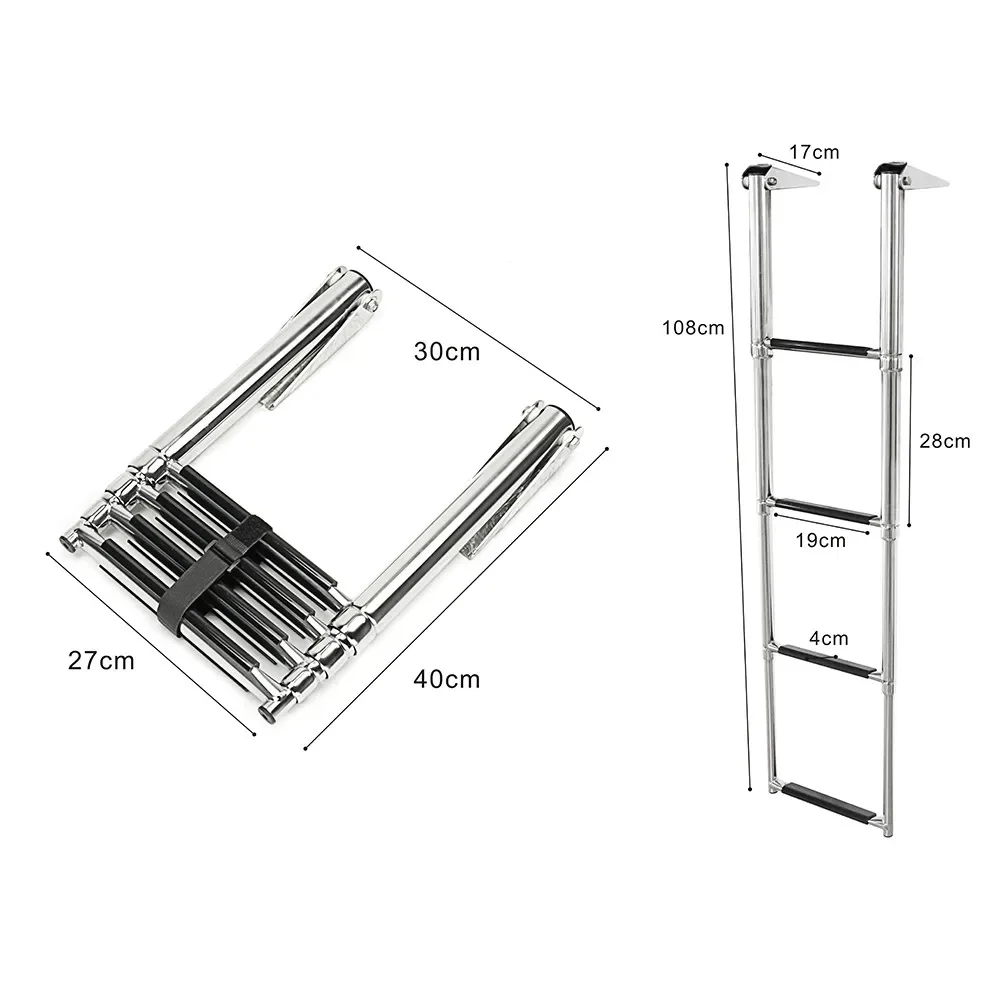 Escalera telescópica de acero inoxidable para barco – Plegable marina - imagen 3