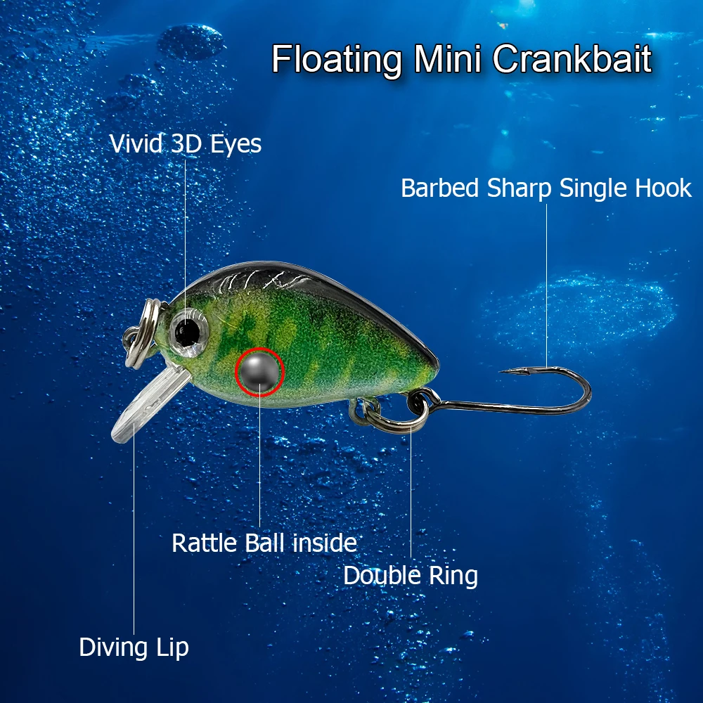 Mini Crankbait HERCULES – Señuelo artificial con anzuelo único - imagen 3