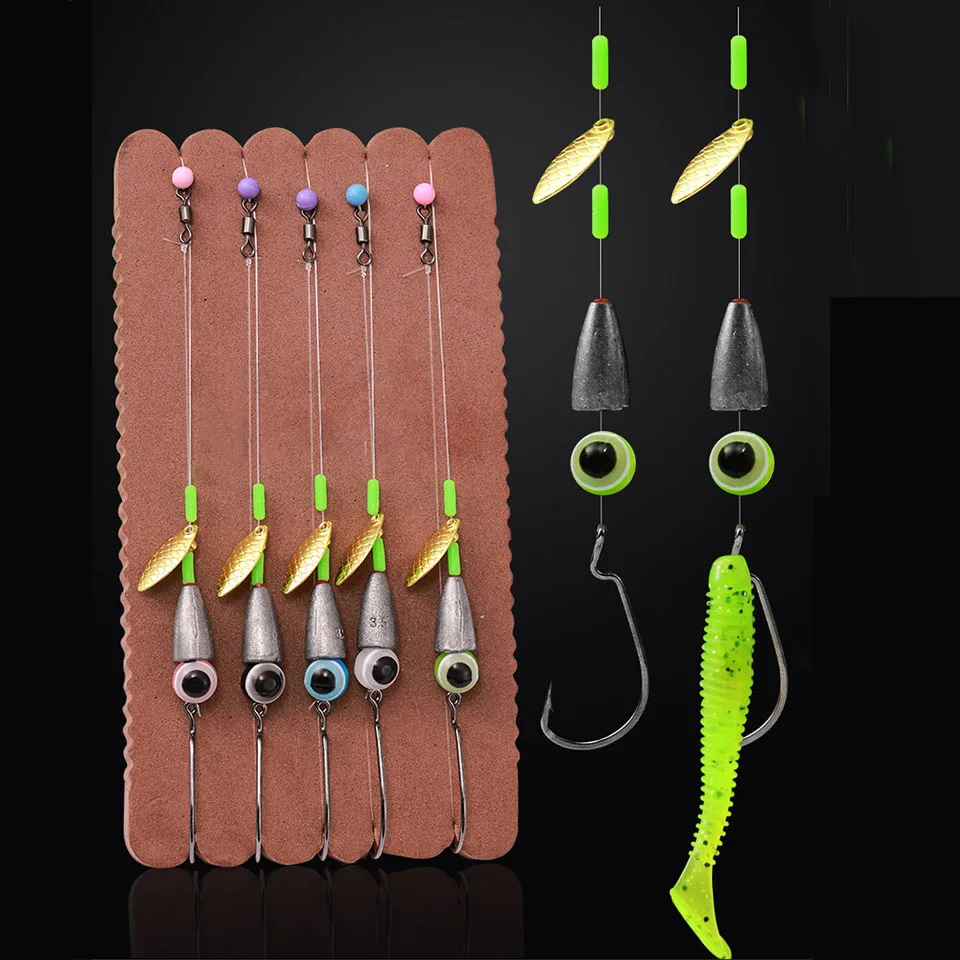Texas-Juego de aparejos de pesca de lubina, Kit de aparejos de pesca, plomada de tiro, accesorios, 4 #2 #1 #3,5g 5g 7g 10g, juego de 5 piezas - imagen 4