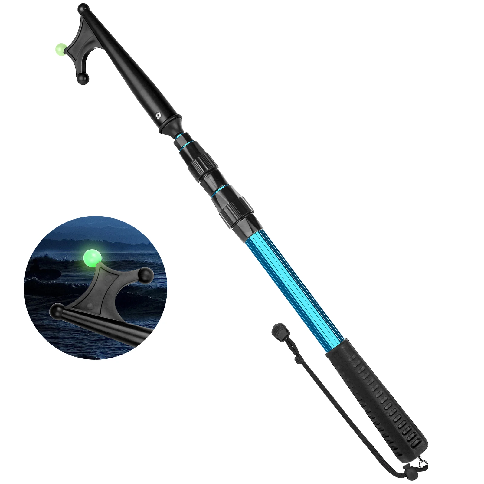 SANLIKE-anzuelo telescópico para barco de 1,4 M, poste de aleación de aluminio, garfio de pesca telescópico con agarre antideslizante de goma, herramientas para piezas de barco - imagen 2