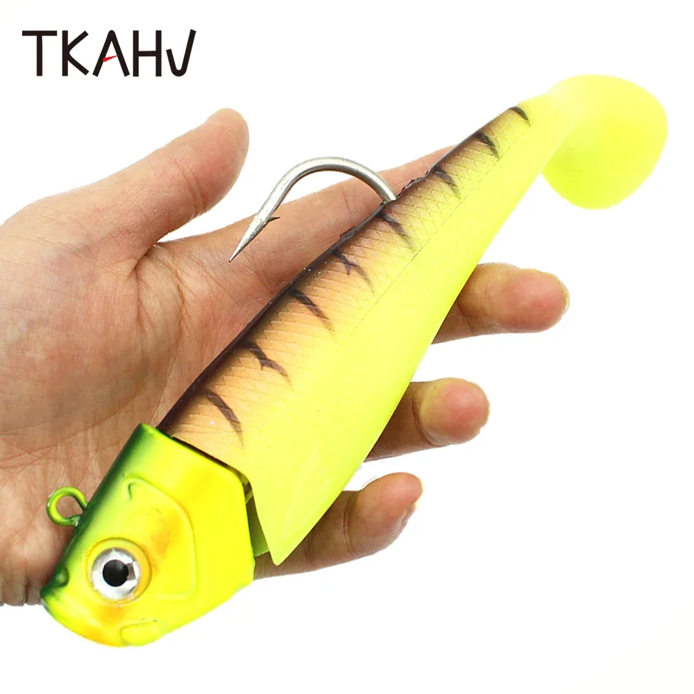 TKAHV-cebo de pesca de sábalo grande, cola en T, Artificial, silicona, Lucio, hundimiento, Jigging, Wobbler, aparejos de goma, 1 ud., 135mm, 50g - imagen 5