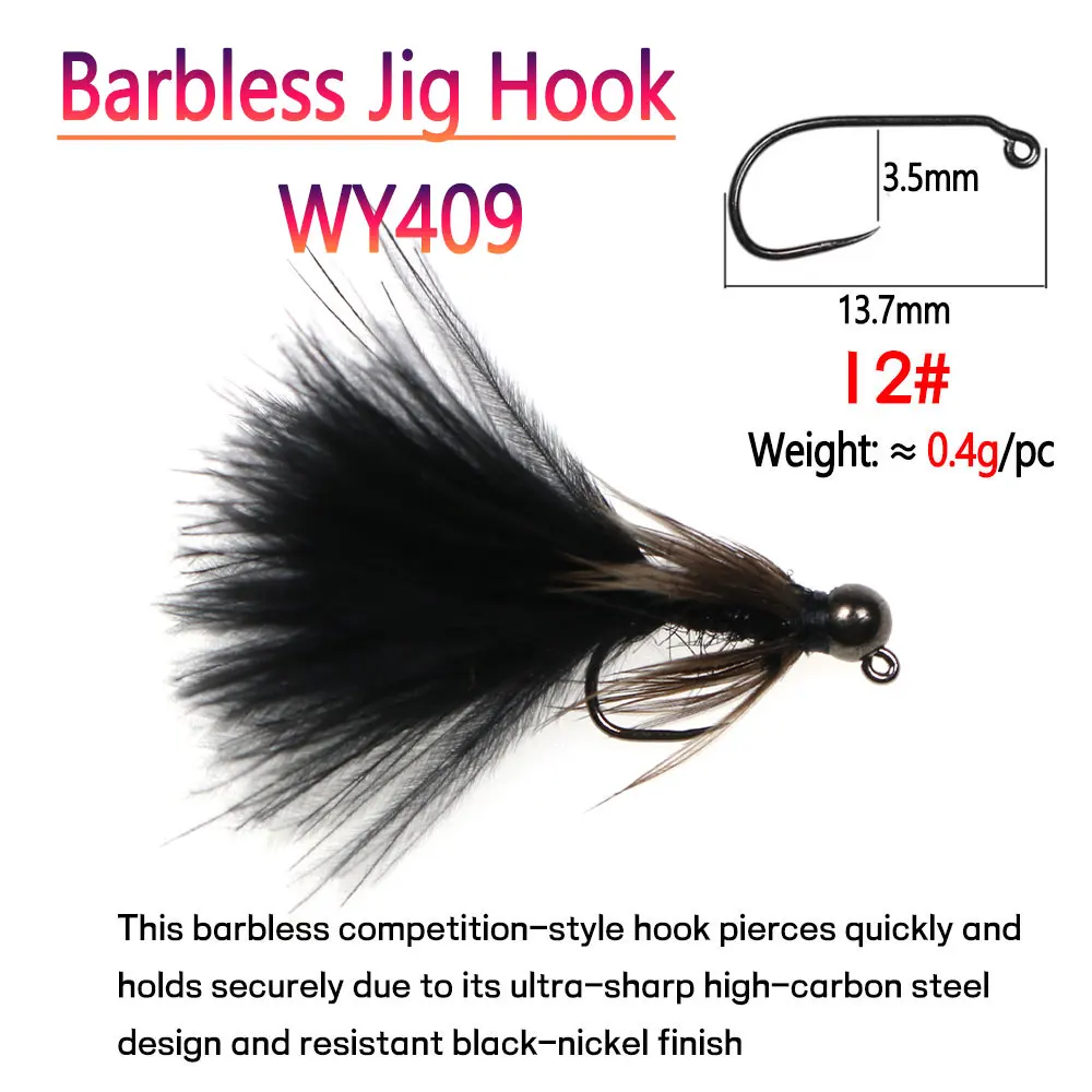 4~8pcs #10 #12 Fast Sinking Jig Bead Barbless Jig Woolly Bugger Streamer Barbed Bugger Tan Jig Nymph Fly Trout Bass Fishing Lure - imagen 4