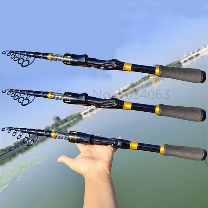 Mango de pesca de carbono retráctil portátil, mango recto, Base de dos ruedas, área de agua múltiple, transporte aplicable - imagen 5