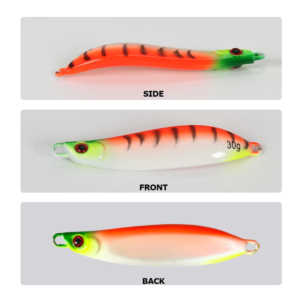 TOLU-señuelo de plantilla de Metal en forma de S con ojos impresos en 3D, 20g, 30g, 40g, 60g, 80g, señuelo de pesca de fundición en tierra, plantilla de Metal Vertical - imagen 5