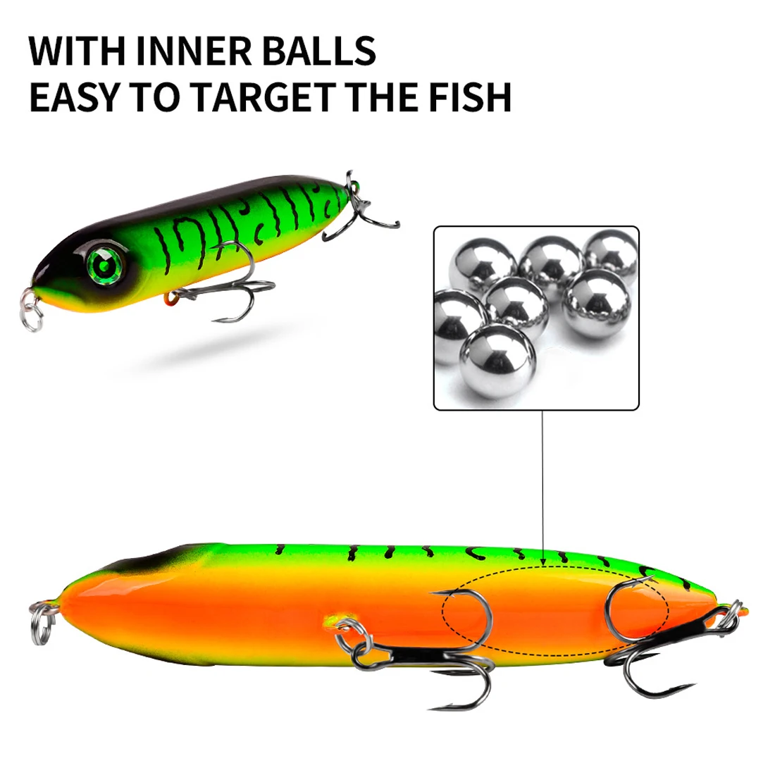 Señuelos tipo lápiz de pesca de 9KM, 10cm, 13g, señuelo flotante para pesca en agua salada, cebo duro con anzuelo triple - imagen 4