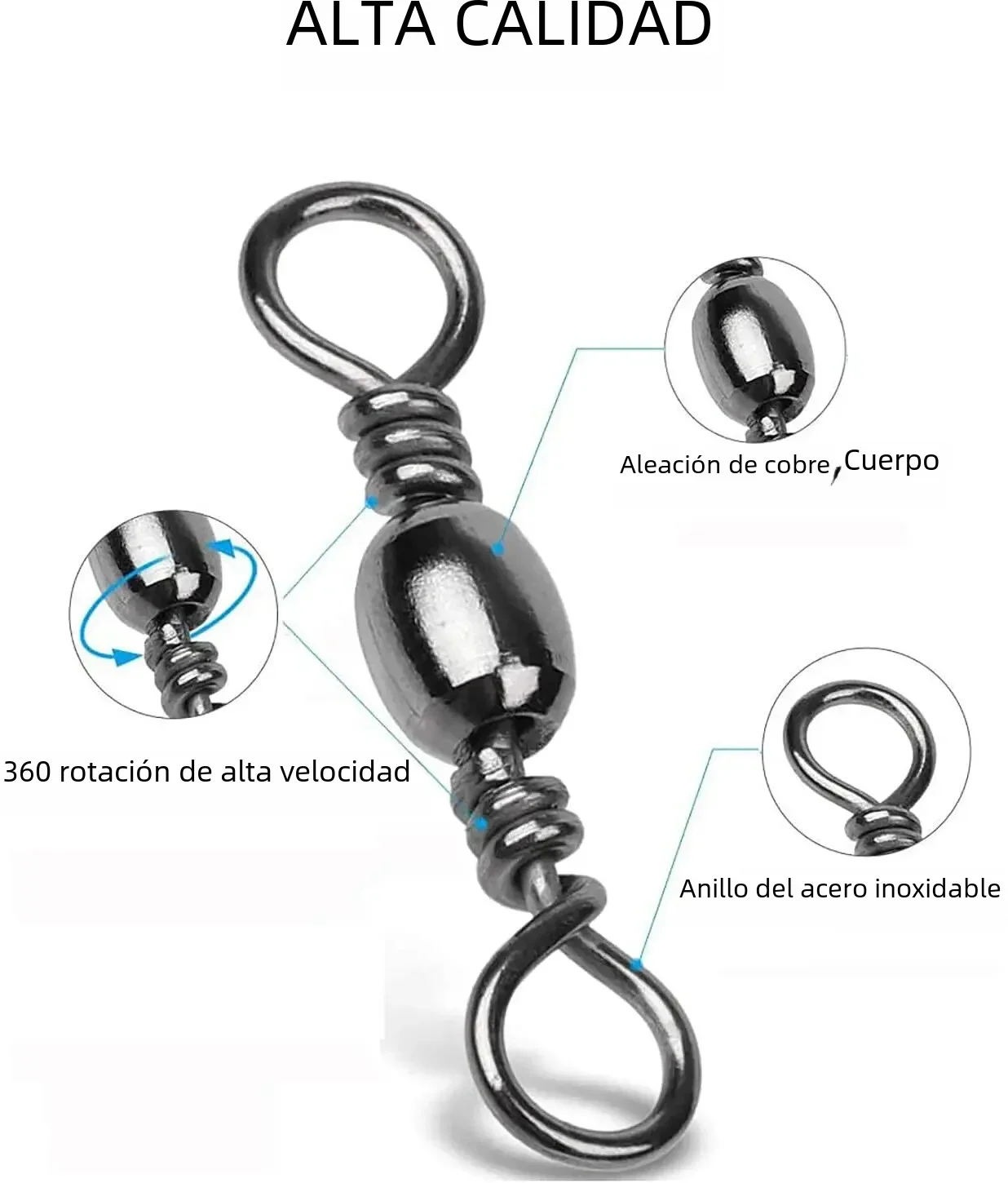 Goture 200 Uds pesca giratoria arrastre a presión 16kg-70kg anzuelos de acero inoxidable barril giratorio aparejos de pesca conector de línea - imagen 3