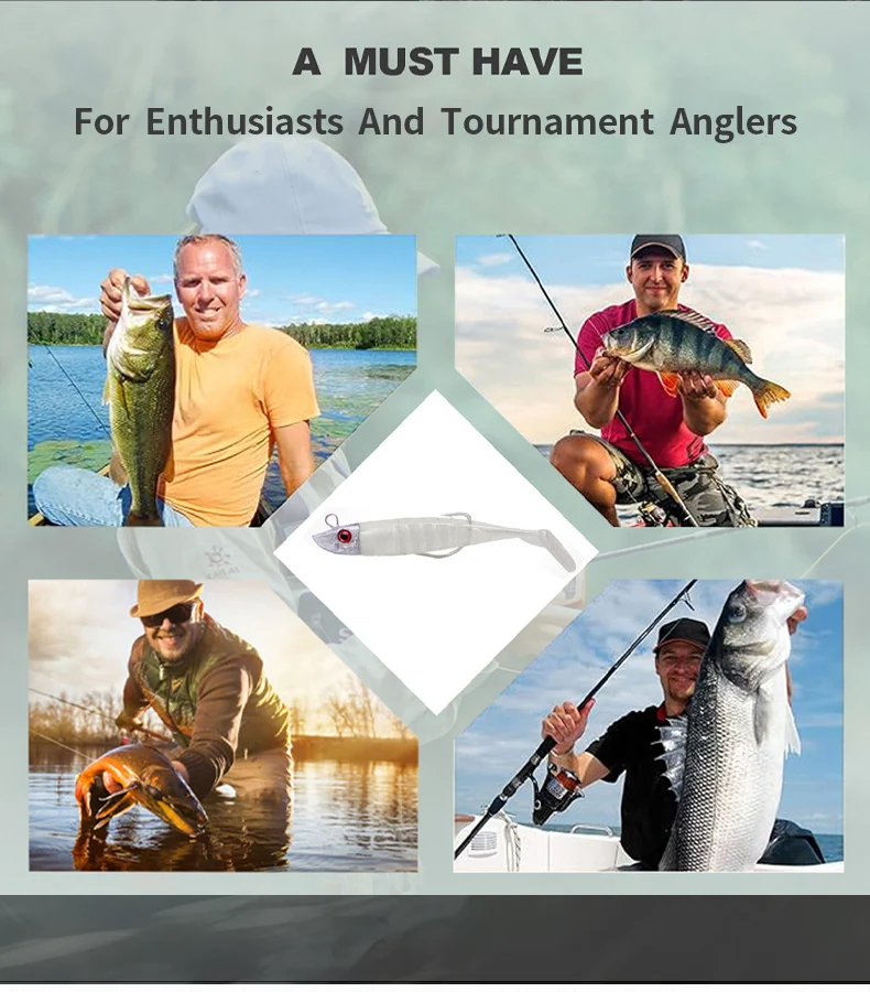 Señuelos de pesca con cabeza de pez de plomo, 2 reemplazos, Crankbait, anzuelo compensado, 15g, 25g, aparejos de pesca de Jigging, cola en T, señuelo de lubina - imagen 4