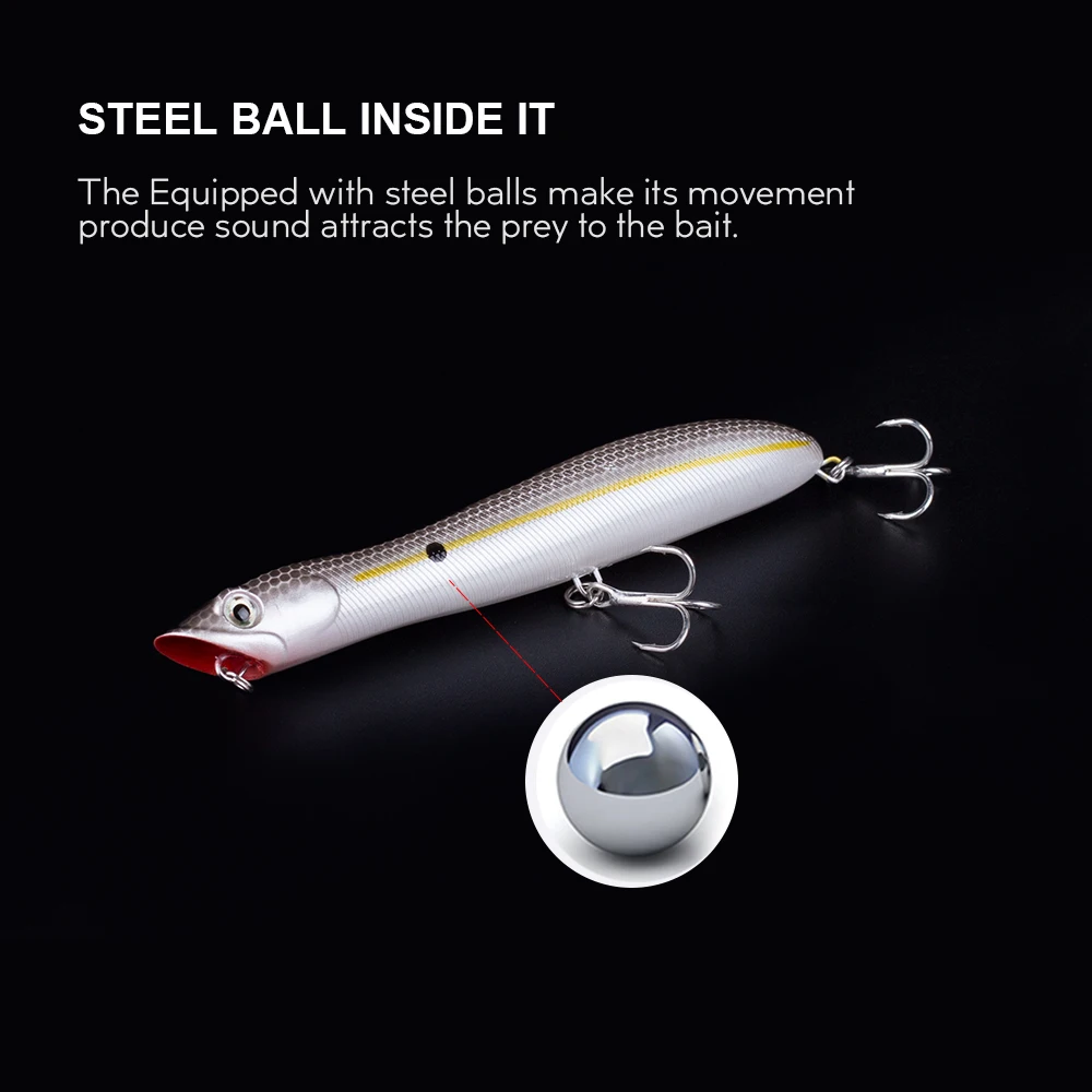 Señuelo de pesca flotante Popper, lápiz Topwater de 120mm/18g, Wobblers con cabeza de serpiente, aparejos, cebos, pececillo para pargo, suelo, lubina, Chub - imagen 3