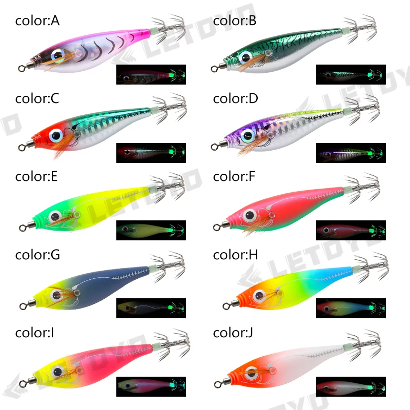 LETOYO-anzuelos de calamar con paraguas, aparejo de pesca, señuelo de mar, 8g, 60mm - imagen 4