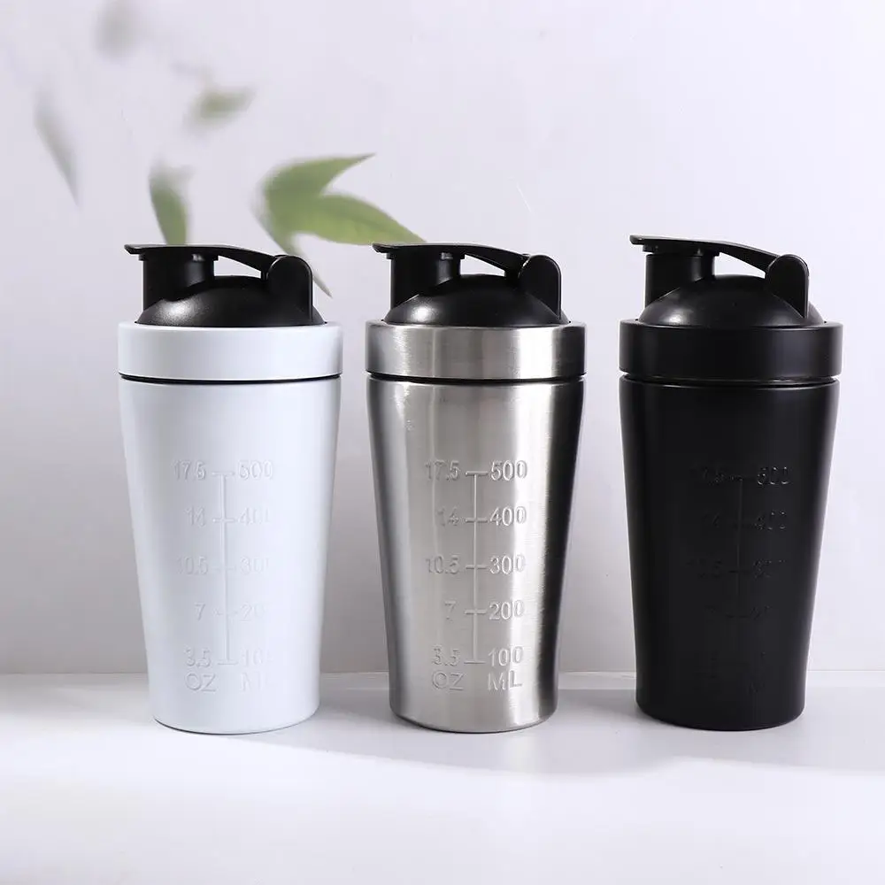 Taza de batidos de suero de acero inoxidable 304 con escala, taza de proteína en polvo para Fitness a prueba de fugas, taza de agua deportiva portátil de gran capacidad - imagen 3