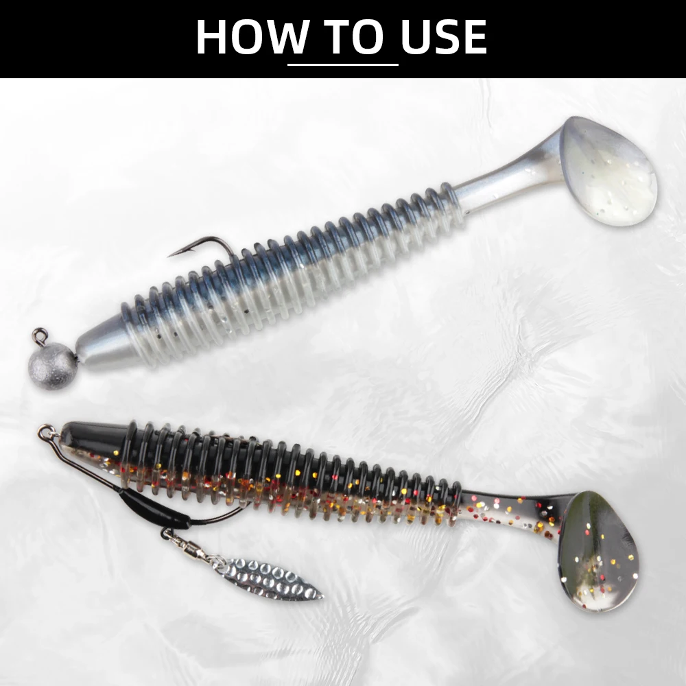 Spinpoler-señuelo suave acanalado para pesca, cebo de pesca con cola de gusano, Wobbler, Swimbait, pez para pesca depredatoria, perca, Lucio, Zander, 3 piezas - imagen 5