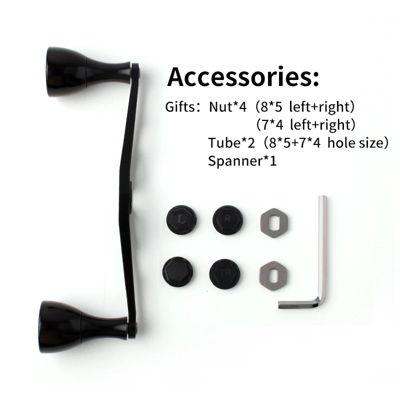 Ruke-mango de carrete de pesca, aleación de aluminio, longitud de 140mm, tamaño del agujero 8*5/7*4mm para carrete de pesca Abu/Dai/shim, balancín, accesorio DIY - imagen 3