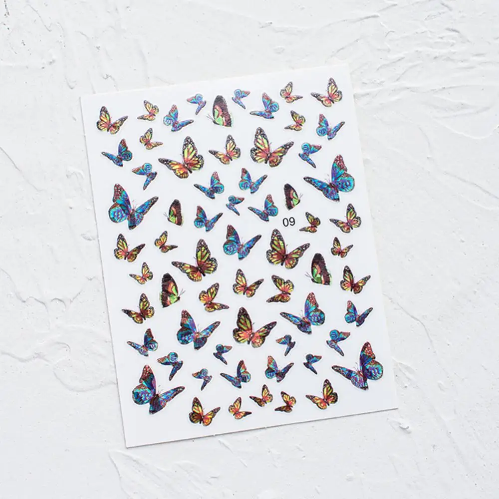 Pegatinas de flores coloridas para decoración de uñas, Hojas de arce, mariposa, calcomanías, suministros de Arte de uñas, deslizadores, 1/2/3 piezas - imagen 2