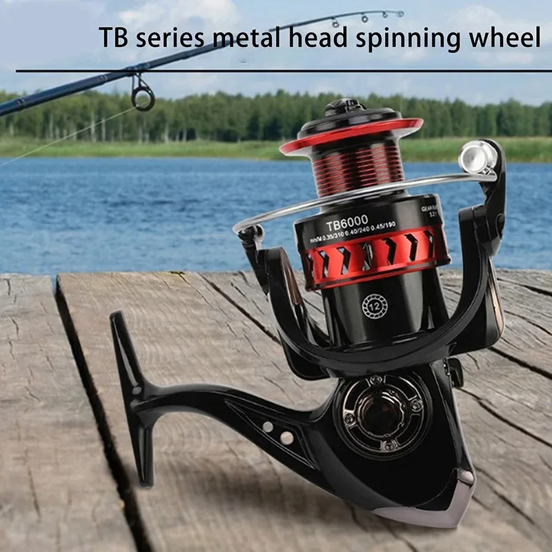 Nuevo carrete de pesca giratorio, carrete de pesca en hielo de Metal TB1000 serie 3000, relación de engranaje 5,2: 1, cuerpo de Metal de arrastre máximo de 7kg con mango de madera - imagen 3