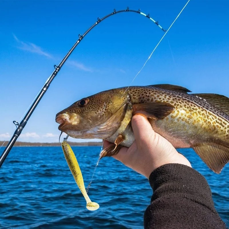 Señuelo de pesca Biónico de cola en T suave, anzuelo de manivela, pesca de agua dulce y salada, cebo Artificial de lentejuelas de silicona, 35 piezas - imagen 3