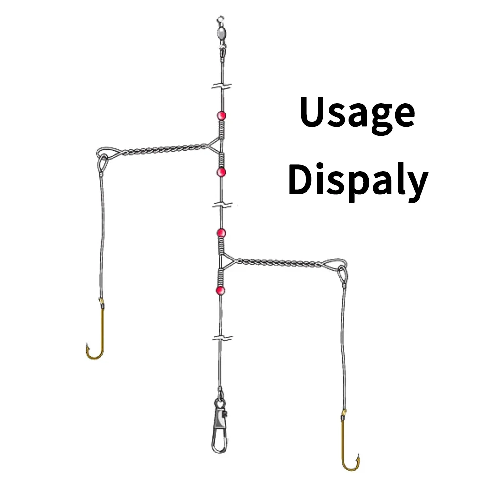LIONRIVER 50 Uds 5cm -15cm pesca en agua salada brazo de alambre de acero en forma de T con cuentas aparejos de equilibrio anzuelos de pesca conector LineLure - imagen 5